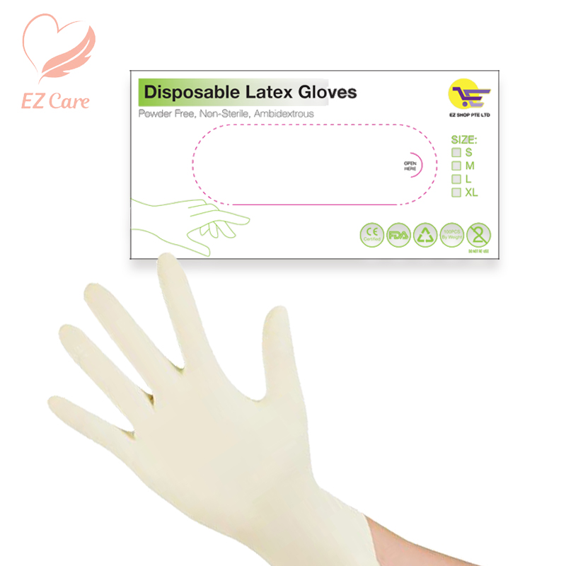 [SG READY STOCKS]100pcs Disposable Latex gloves Powder-Free Multi-Purpose Examination Elastic