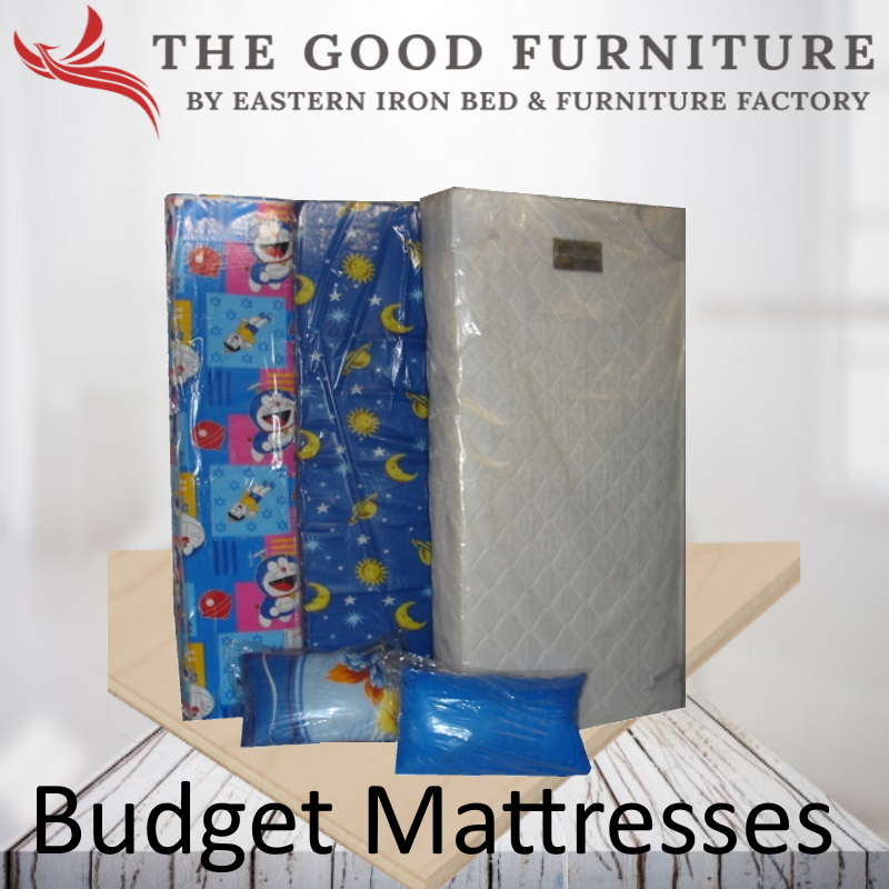 [TheGoodFurniture] Single- Size Mattress. Sponge. Foam. Wooden Bed Plank. Plywood. Budget Cheap. Pillow. Worker Dormitory.